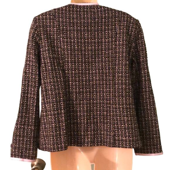 SA Denim  Tweed Blazer with Ribbon Trim Woman Size 6 Bows Office Pockets Y2K - Picture 4 of 11